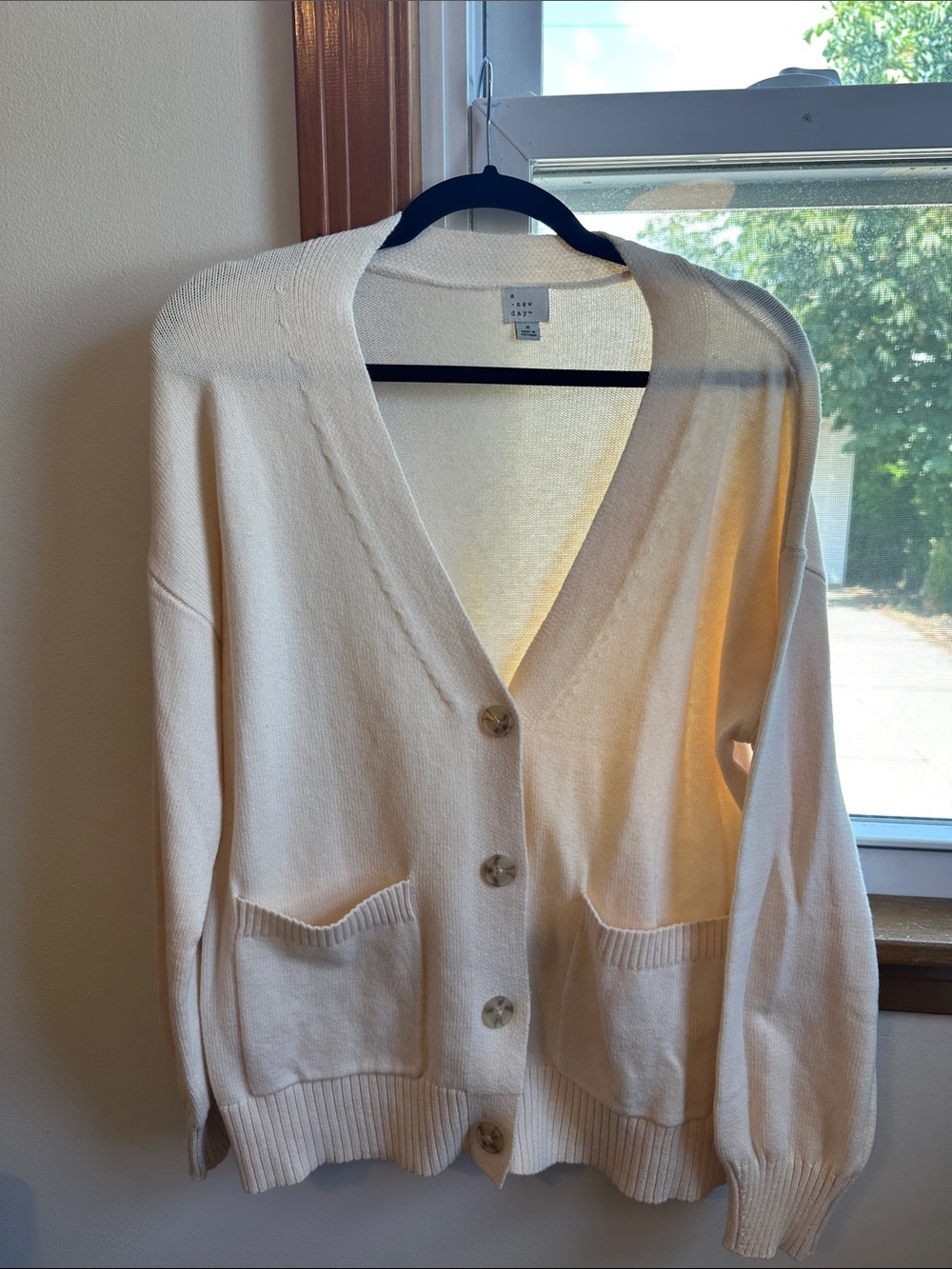 Target brand (A New Day) Cream V-Neck Button Front Cardigan